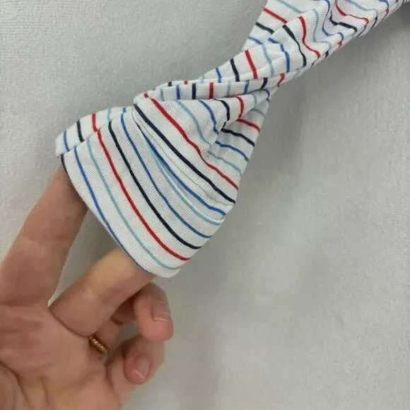 Macaron + Me Footsie Stripes baby boy girl 9-12 months blue red white pajama - Picture 5 of 7